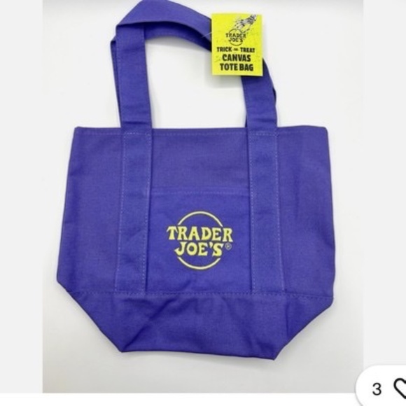 NWT Trader Joe's Purple Mini Canvas Tote Bag - Picture 1 of 1